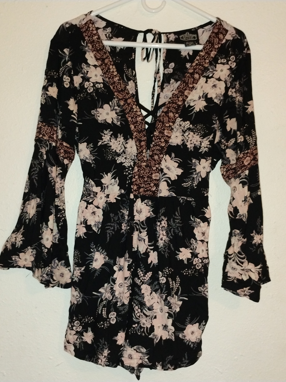 Angie Black with Blush Floral Romper